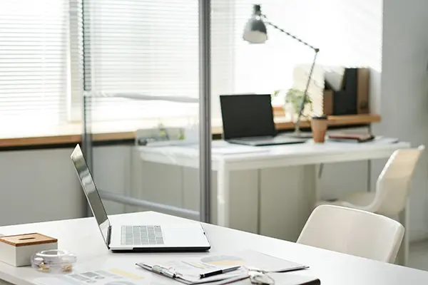 Modern Portable Computer Clipboard With Documents Office Table Open Space Office